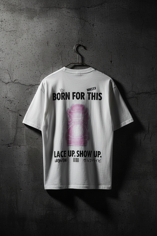 LACE UP. SHOW UP. – Weiß Mockup