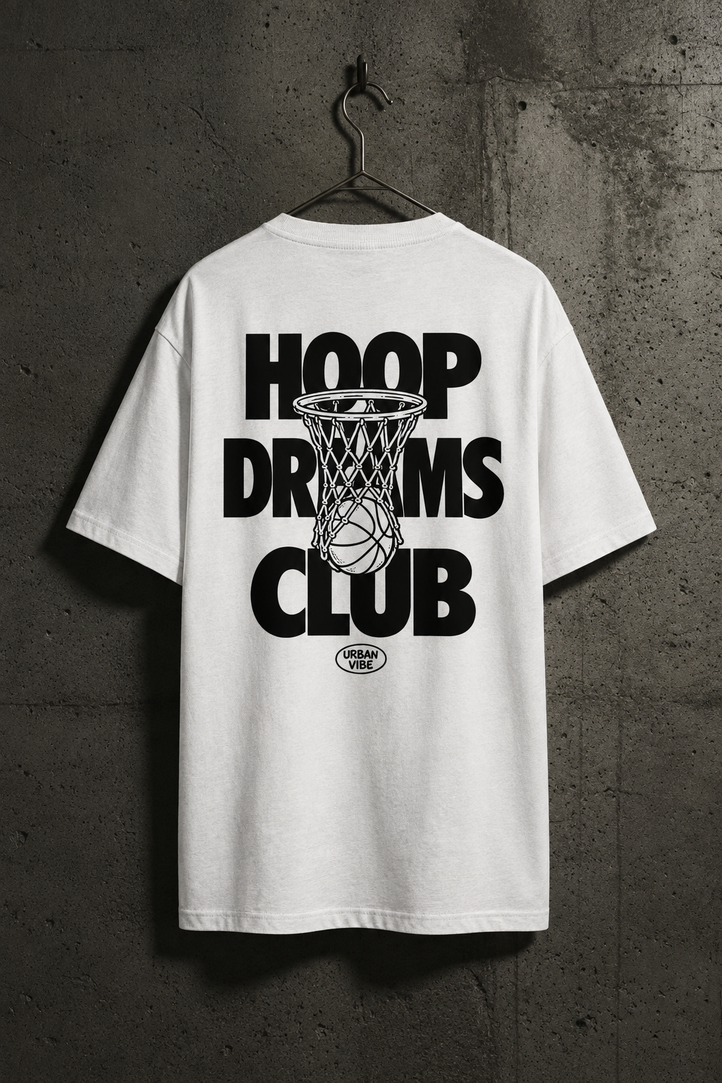 Natural-Raw-Mockup des HOOP DREAMS CLUB Oversized Shirts