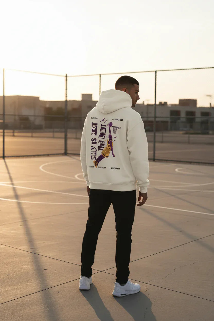 Sky's Not The Limit Cream Hoodie Mockup angled