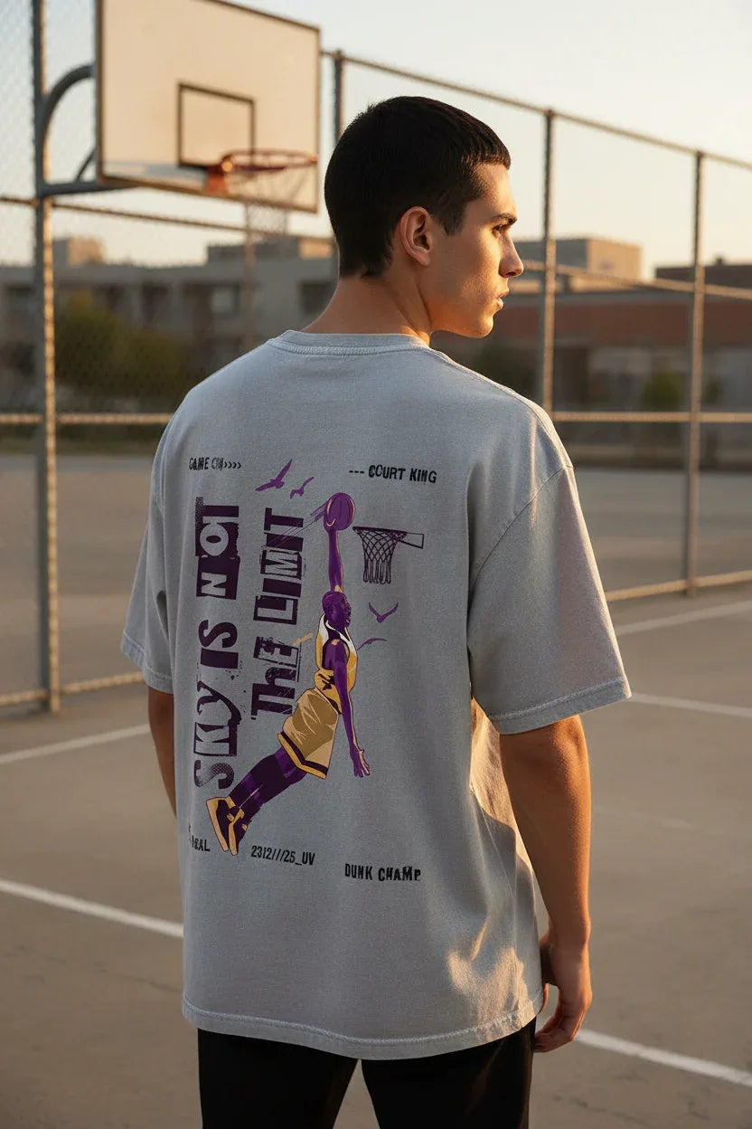 Sky's Not The Limit Grey Oversized T-Shirt Mockup